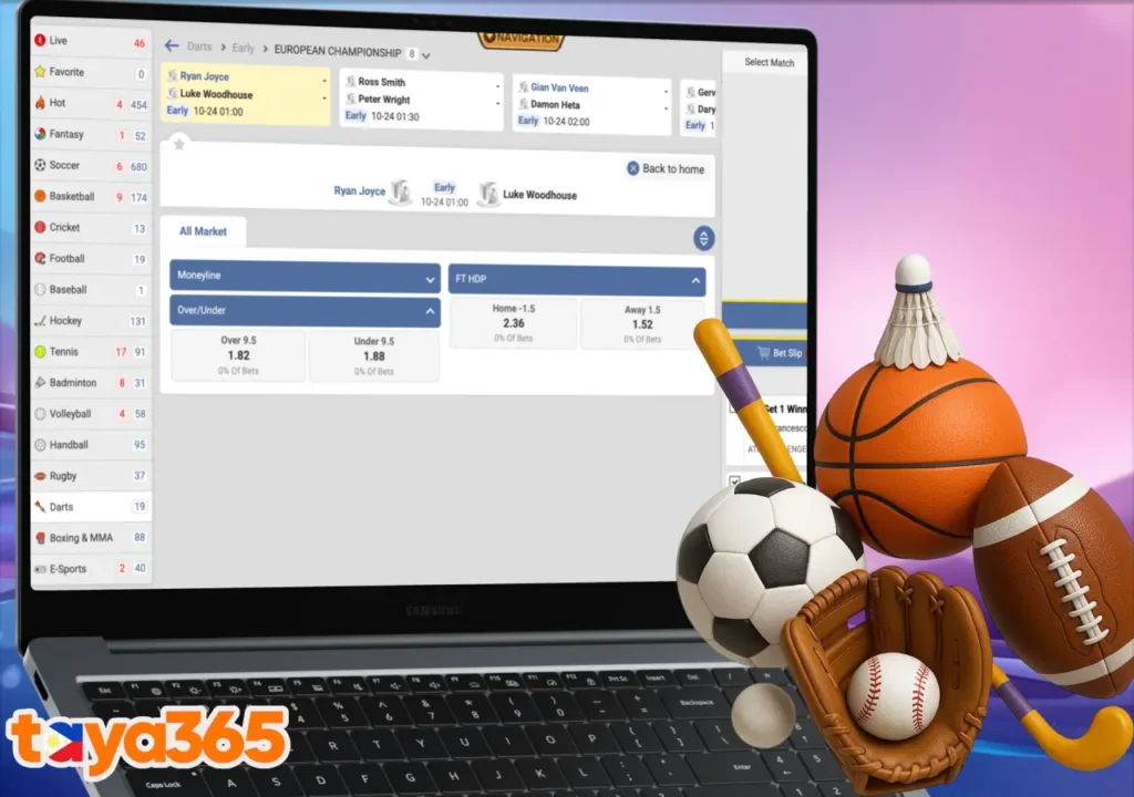 List of additional sports and niche betting categories available on Taya365